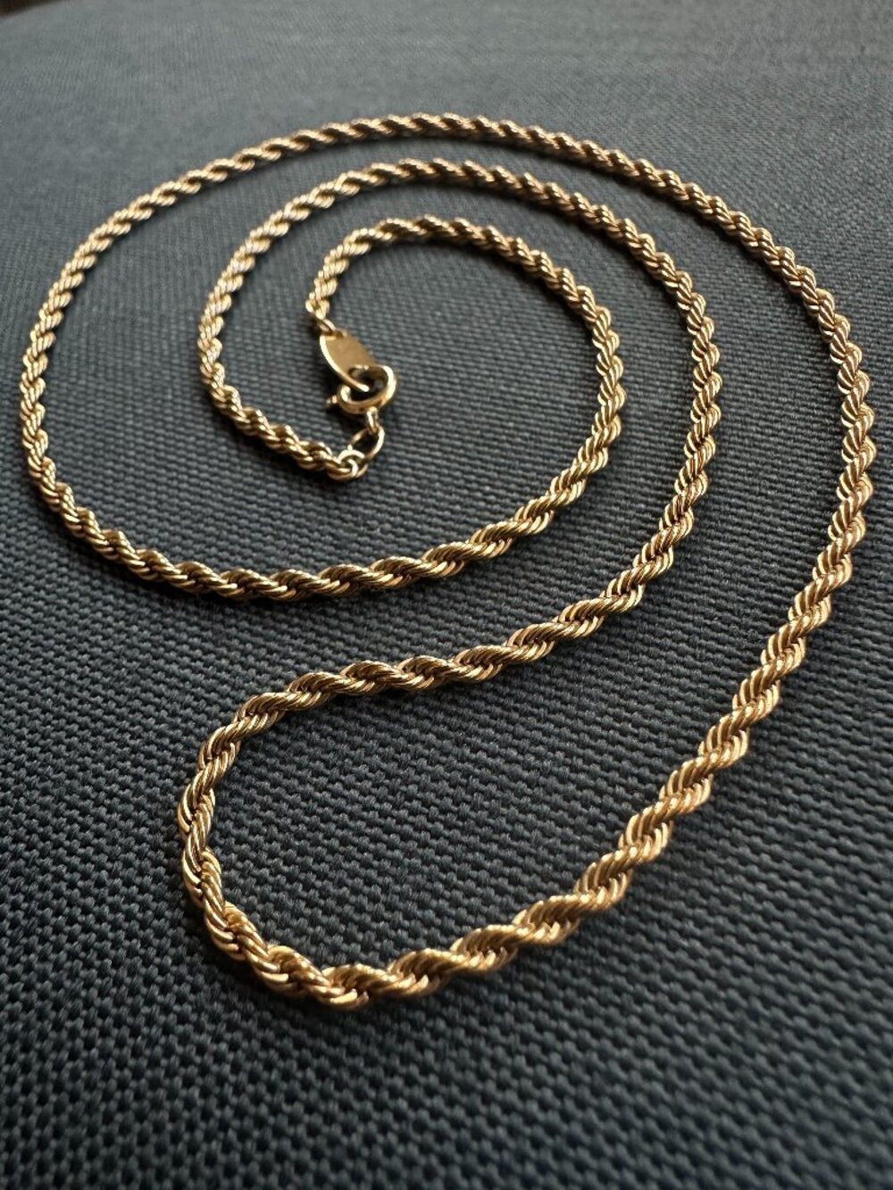 Trifari Gold Tone Rope Chain Necklace Vintage Classic 22 Inch